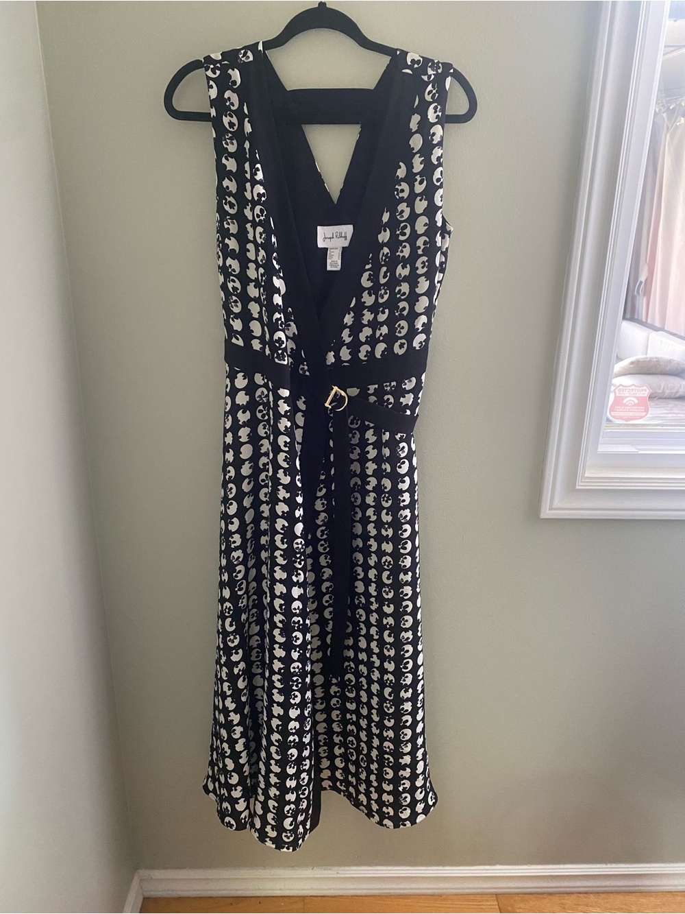 Joseph Ribkoff Wrap Dress Midi Black & White size 8 Medium - Picture 2 of 8